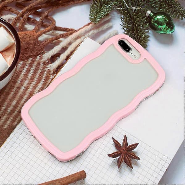 Candy Color Wave TPU Kirkas PC Puhelinkotelo iPhone 7 Plus / 8 Plus -puhelimelle Pink