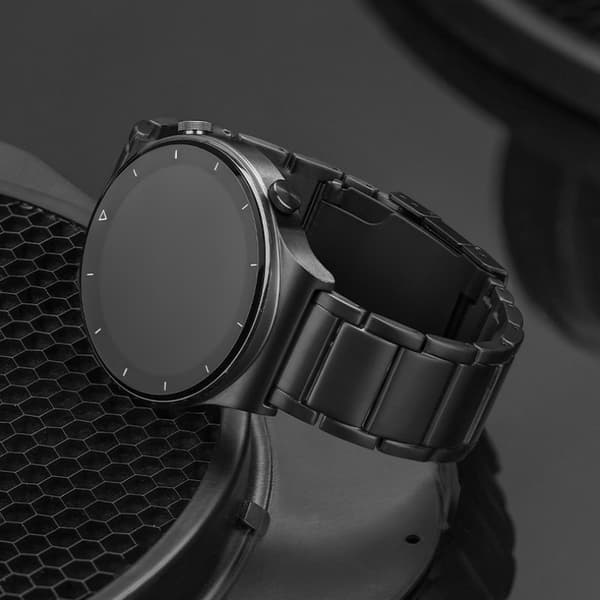 Titanium urrem 19,6 mm sort, kompatibel med Samsung Watch 3 Pro GT2, sikker lås