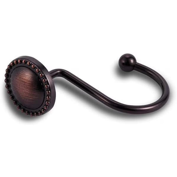Dusjforhengkroker i oljebronsert finish, 16 stk, rustfri sinklegering, dekorative ringer