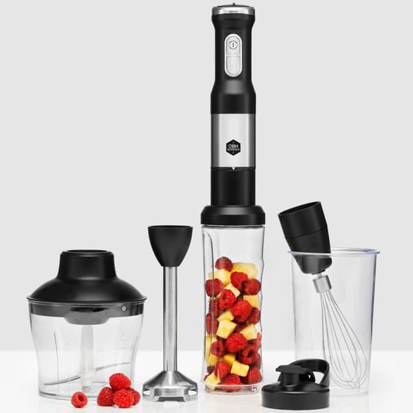 Stavmikser sett 850W, 2-i-1 med blender og take-away flaske, rustfrie stålblader