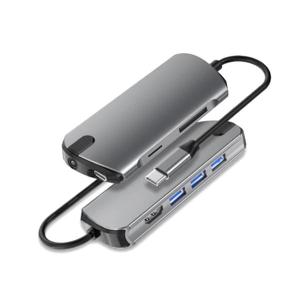 USB-C Hub 3.0 med HDMI, SD/TF-kortleser, 3 USB-porter, AUX, for Macbook