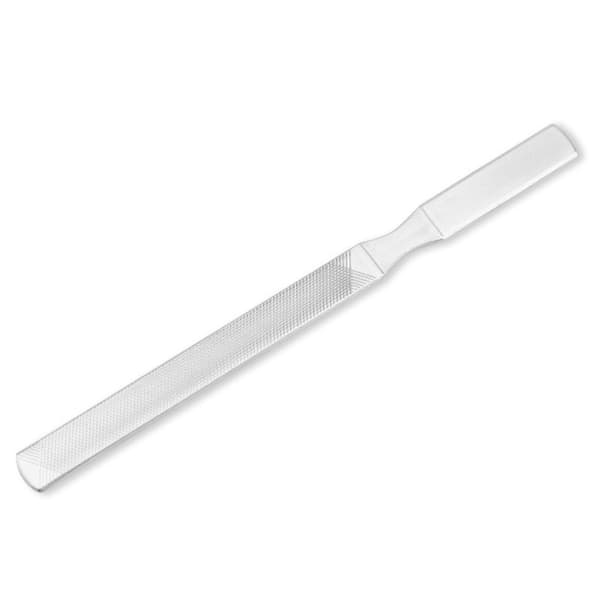Nagelfil i rostfritt stål 18 cm, 4-sidig professionell, silver, fin korn för formning, utjämning, polering
