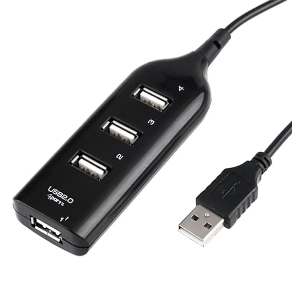 USB 2.0 Hub, 4-Port, Kompakt ABS, til Computer Bærbar