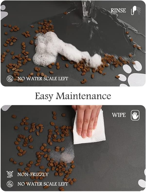 Absorberende hurtigtørrende fodermåtte til hunde, ingen pletter, passer til mad-/vandskåle og dispenser. Hundetilbehør. Dark Gray-40*60