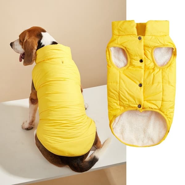 Hundevest i bomull, varm ensfarget knappevest for små og mellomstore hunder