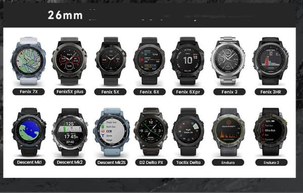 Nylon urrem til Garmin Descent MK3i, sort, 26mm, åndbar justerbar rem