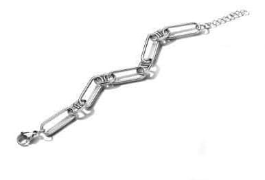 Sølv armbånd i rustfrit stål, 21 cm, Victoria-stil, justerbart armbånd