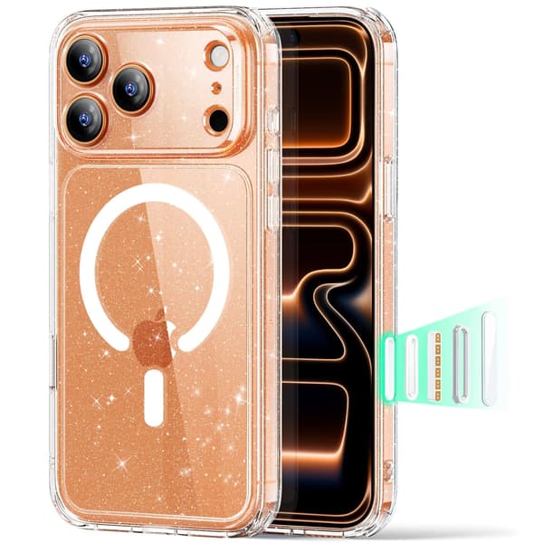B-Clear Shimmer iPhone 17 Pro-deksel - Kamerakontroll, MagSafe-kompatibelt TPU-deksel