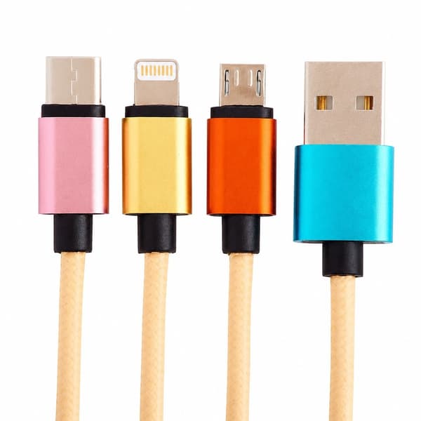 3-i-1 USB-C Micro Lightning Opladningskabel 1,2m, Opladerkabel til Flere Enheder