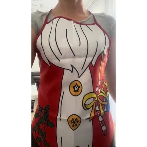 Julekokkeforklæde, Rødt Julemandsdesign, Polyester Køkkenforklæde, Justerbart, Julebagning