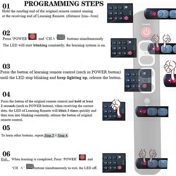 Læringsfjernkontroll Store Knapper Seniorer Eldre Universal Programmerbar TV-fjernkontroll Støtter TV STB