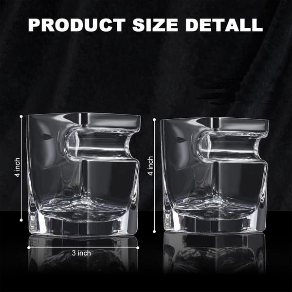 Whiskyglas set om 2, 350 ml Old Fashioned med cigarrstöd, Scotch Bourbon present till män