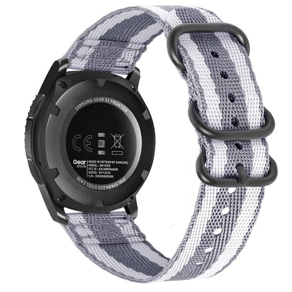Nylon urrem til Samsung Galaxy Watch 4 & Huawei GT 4, grå, åndbar, justerbar