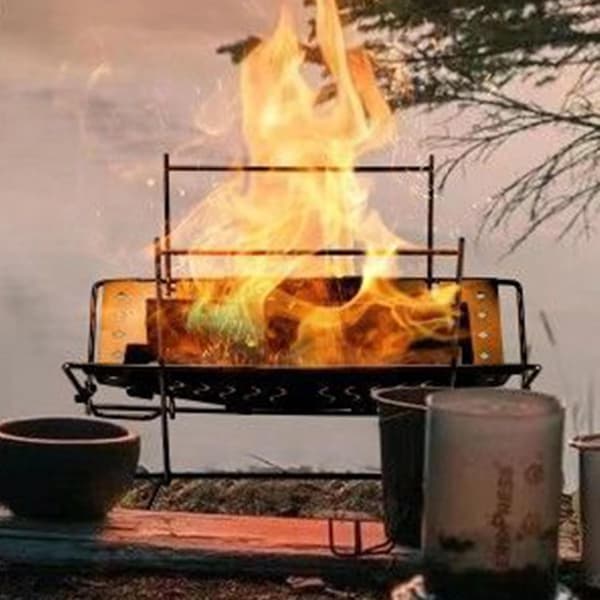 Sammenleggbart grillstativ i rustfritt stål, bærbart utendørs matlaging, BBQ-tilbehør