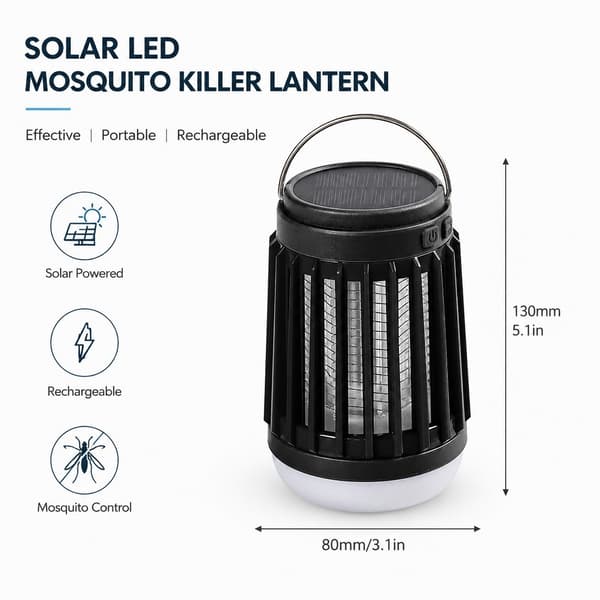 Solar USB Genopladelig 3-i-1 LED Camping Lanterne Lommelygte, Orange