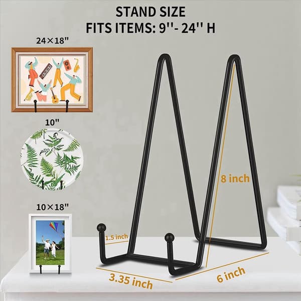 8 tommer metalplade displaystativ, sort, 10 pakker, til billede, bog, dekorativ plade