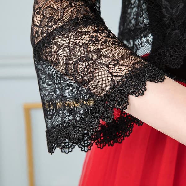 Blondekjole til bryllup med bolero-overdel BLACK
