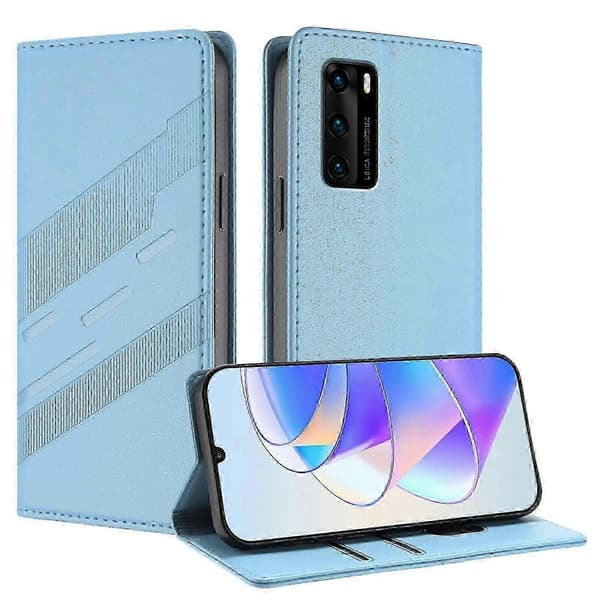 Präglat Plånboksfodral PU-läder för Huawei Enjoy 50 Pro / nova Y90 Light Blue For Huawei P40