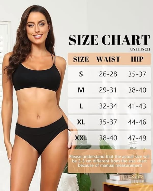 Bikinitrusser til kvinder i bomuld, 6-pak - Bløde, åndbare hipster-underbukser med mellemhøj talje S-2XL m