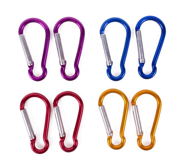 Karbinhakar 8-pack 4x45mm, fjäderklämmor för nyckelring, camping, vandring