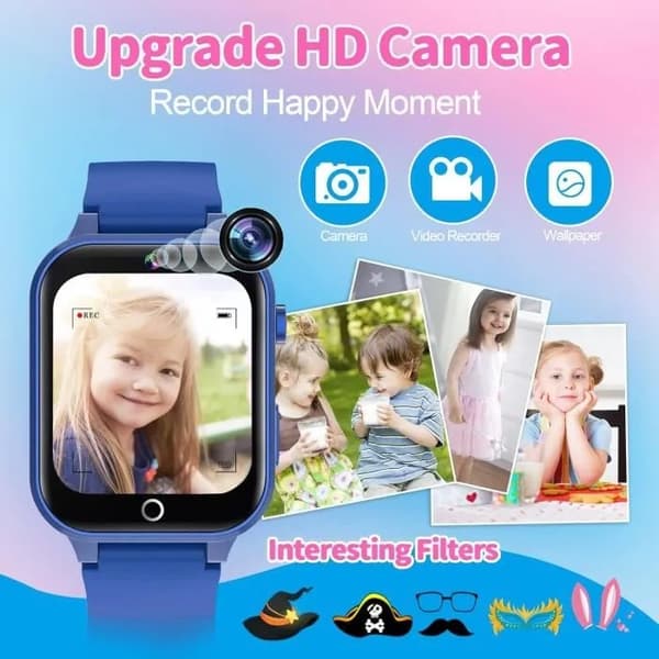 Smartklokke for barn med 26 spill, HD-kamera, videospiller, MP3, foreldrekontroll, IP68