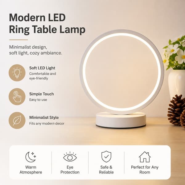 LED nattbordslampe, multifunksjonell plug-in, moderne konsis stil for soverom innendørs
