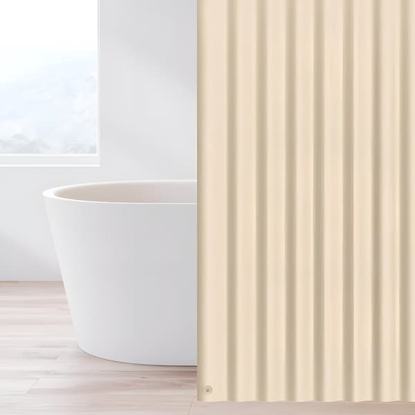 PEVA Duschdraperi 72x72 tum, Beige, Vattentätt, Rostfria Metallöljetter