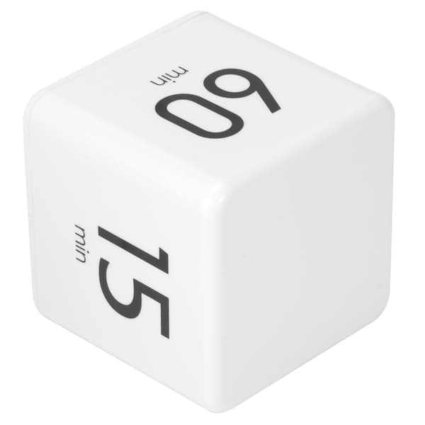 Kubisk digital timer med gravitasjonssensor, 15-60 minutter, tidsstyring for hjemmekjøkkenkontor