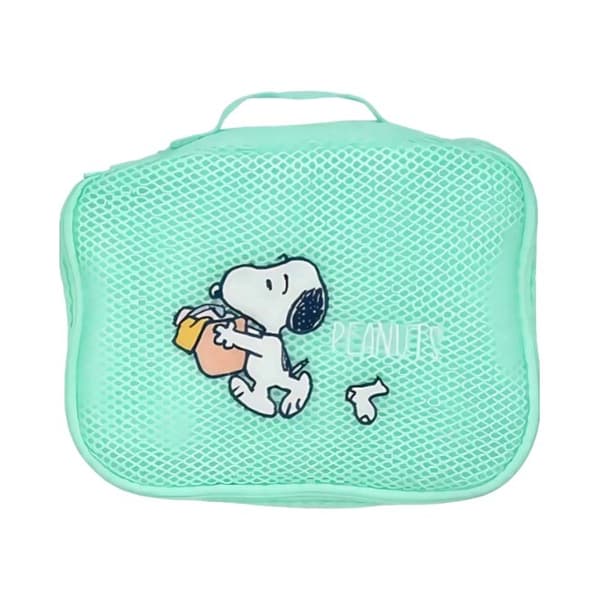 Japansk Anime Snoopy Mesh Print Kosmetikväska med Stor Kapacitet, Multifunktionell Necessär