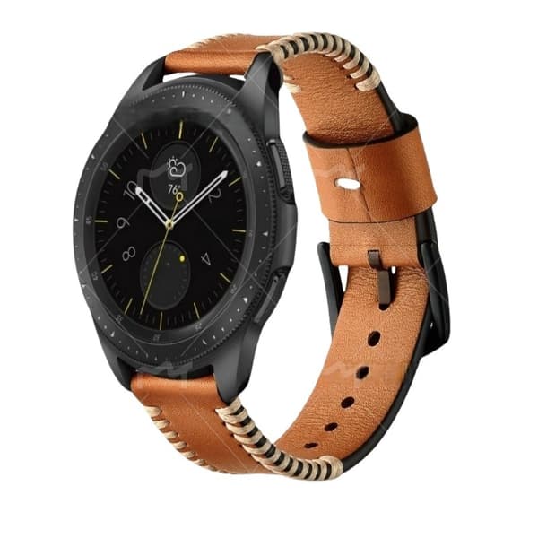 Ægte læderrem til Galaxy Watch3 22mm, brun, retro design, komfortabel