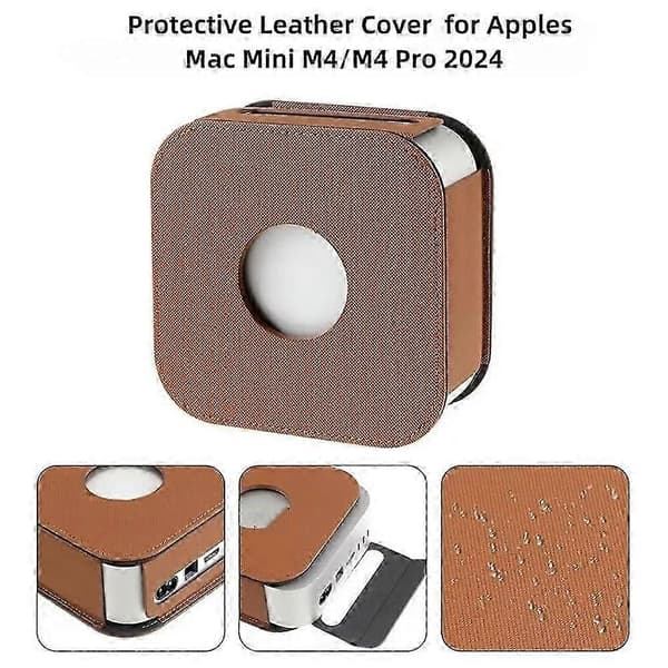 Läderfodral för Mac Mini M4/M4 Pro 2024-modeller, skyddande skal Brown
