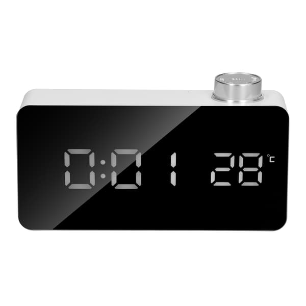 Digital vekkerklokke, LED speildisplay, justerbar slumrefunksjon, lysende, hvit