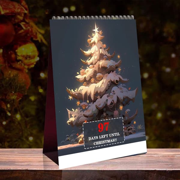 100-dagers nedtelling til jul skrivebordskalender, bordagenda planlegger, juledekor