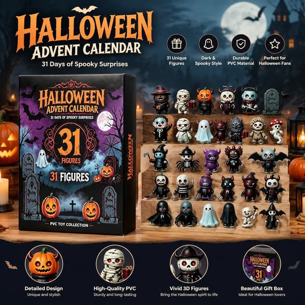 Halloween Adventskalender Blind Box, 31-delt Samleobjekt Nedtellingsgavesett, Mørk Stil