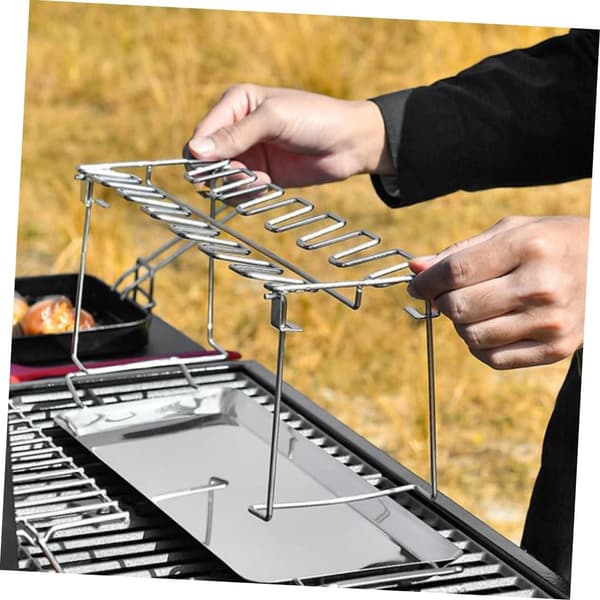 Stekställ för kycklinglår i rostfritt stål, hopfällbart för grill och utomhusmatlagning