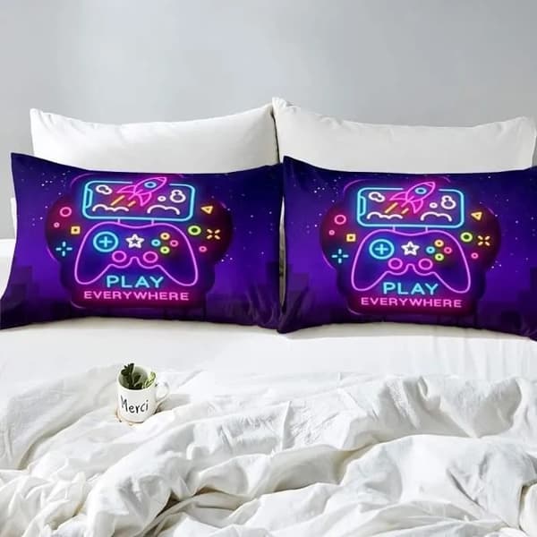 Barnsängkläder Set 200*200cm, Videospelsdesign, Ultramjuk Mikrofiber, Flerfärgad