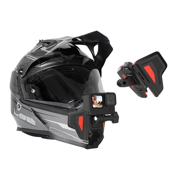 Hjälmfäste för GoPro Osmo Insta360, Telesin GP-HBM-MT2, Svart Orange, Vikbart Roterbart