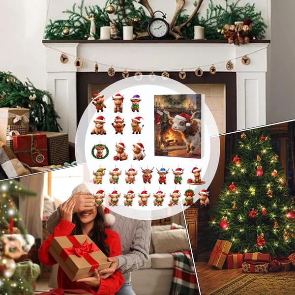 Julkalender 24-dagars 2D Akryl Nedräkning till Jul, Stil B