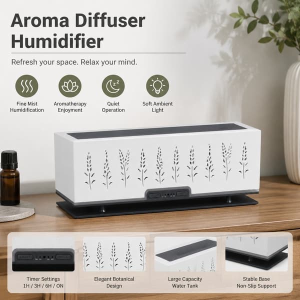 Flamme Aroma Diffuser, 200 ml, Lav Støy, Nattlys, Avslappende for Hjemmekontor