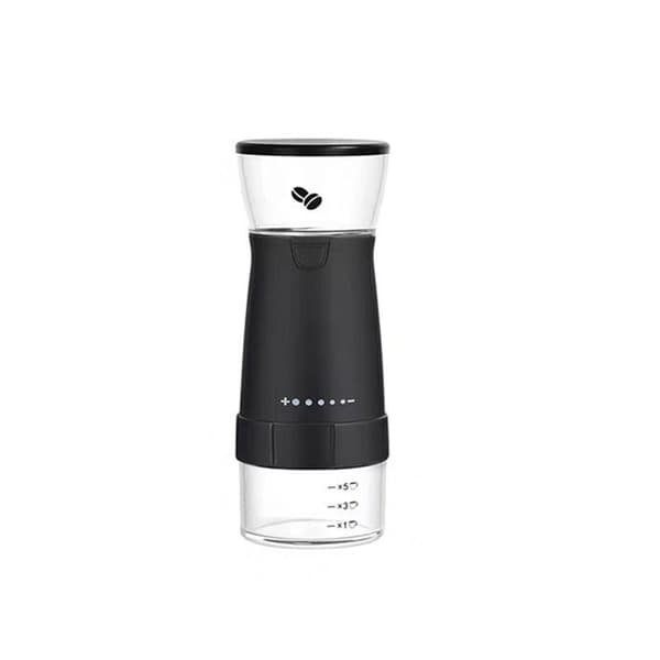 Bærbar elektrisk kaffekværn, USB genopladelig, keramisk kværn, sort