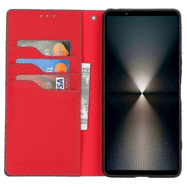 Äkta Läderfodral med Litchi-textur för Sony Xperia 1 VI Black