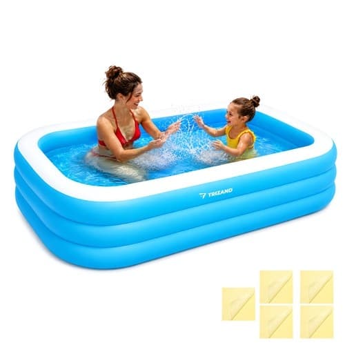 Uppblåsbar pool, blå, 185x130x50cm, rektangulär PVC-barnpool för barn, utomhussommarlek