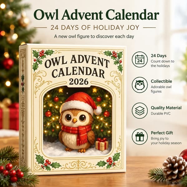 24 dager Uglefigur Blind Box Julekalender, PVC Samleobjekt Uglefigur, Nedtelling til jul 3D