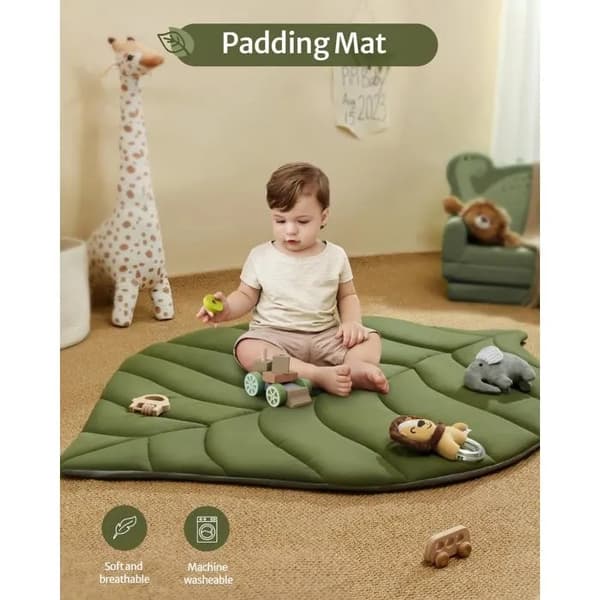 Babygym og aktivitetsmatte-sett, overdimensjonert bladform, avtakbare leker, motorisk og sensorisk utvikling