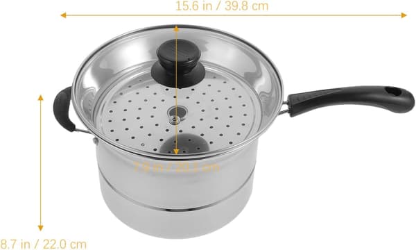 22 cm multifunktionel nudelgryde i rustfrit stål med håndtag til dampning, stegning og suppe