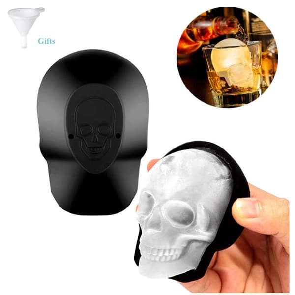 3D Skjeletthode Isbitform, Silikon med Trakter, Hodeskalle Isbrett
