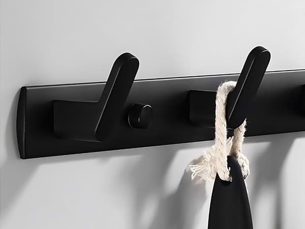 Væghængt knagerække 54,5 cm, sort, 6 kroge, loftstil til entre, soveværelse, badeværelse