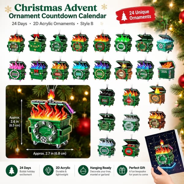 Julkalender med prydnadsföremål, 24-dagars 2D akryl, stil B