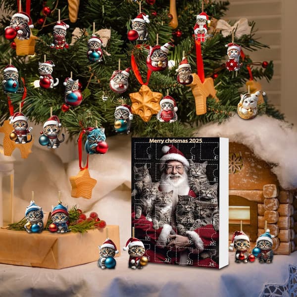Kattpynt Julekalender, 24-dagers nedtelling, Akryl, Modell D