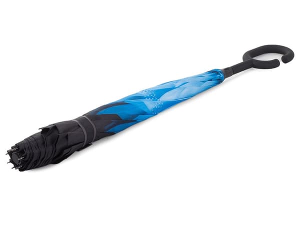 Omvendt paraply, blå, foldbar, stærk ramme, vindtæt, drypfri, dobbeltlag Blue